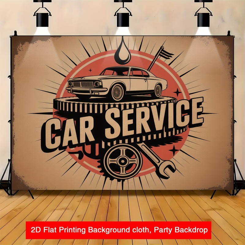 Heavy Equipment Sign - Large retro car service banner -
