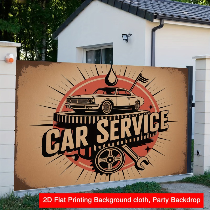 Large retro car service banner - Heavy Equipment Sign recension och pris